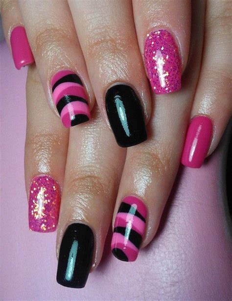 pink and black nail art|More.